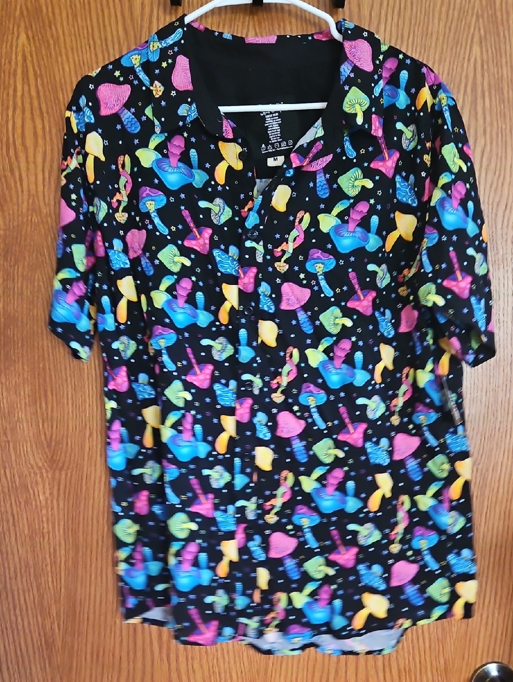 Mens Mushroom Neon Button Up Shirt Spencers NWT